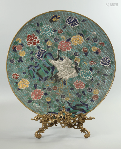 Japanese cloisonne/enamel charger, possibly 19th c.