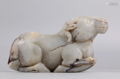 Chinese jade carving of a ram, possibly 19th c.