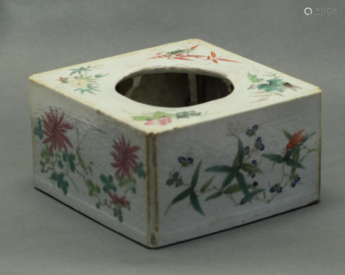 Chinese square porcelain vessel, possibly 19th c.