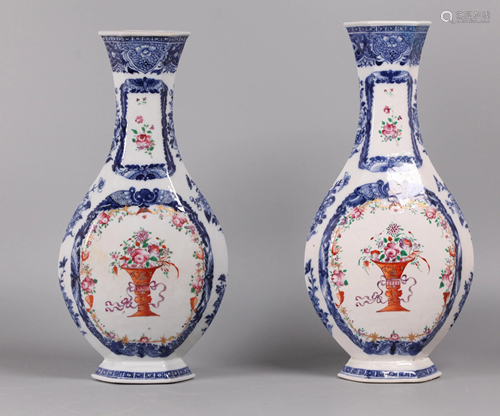 pair of Chinese export porcelain vases, possibly 18th