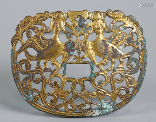 Chinese bronze belt plaque, possibly Tang dynasty