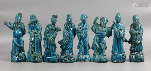 set of 8 Chinese porcelain immortals, possibly 19th c.
