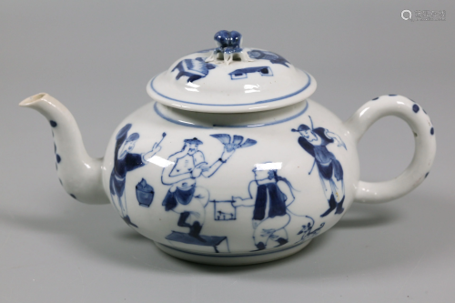 Chinese blue & white porcelain teapot, possibly 19th c.