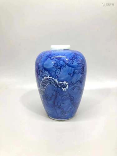 蓝柚云龙纹瓶