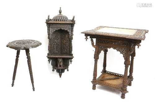 Early 20th century Indian carved rosewood table with floral ...