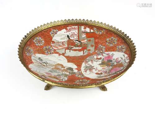 Japanese Kutani porcelain bowl decorated with panels of figu...