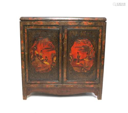 Early 20th century Japanese lacquered cabinet with panelled ...