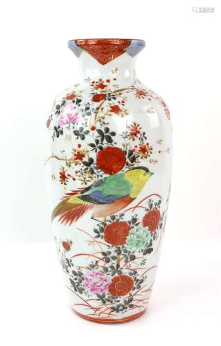 Japanese porcelain high shouldered vase, hand-painted with a...