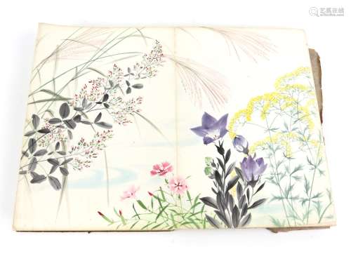Early 20th century Japanese book of watercolour paintings, d...