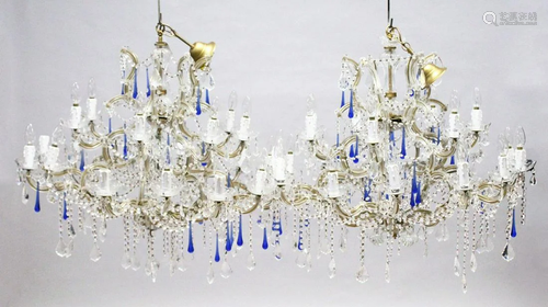 A GOOD LARGE PAIR OF TWO TIER ITALIAN CHANDELIERS with