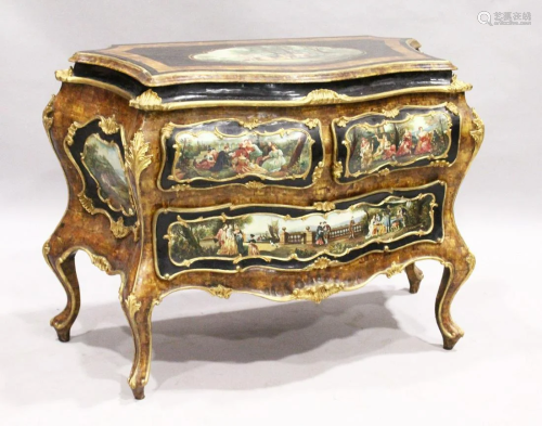 A SUPERB ITALIAN BOMBE AND SERPENTINE FRONTED COMMODE