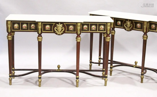 A GOOD PAIR OF LOUIS XVI STYLE BREAKFRONT CONSOLE