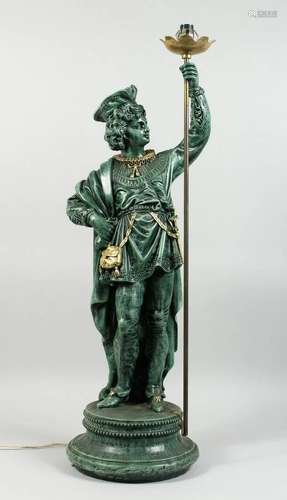 A COMPOSITION STANDING FIGURE OF A NOBLEMAN HOLDING A