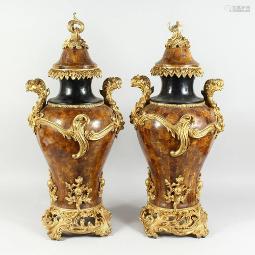 A GOOD PAIR OF LOUIS XVI DESIGN FAUX MARBLE ORMOLU