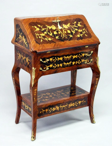 A FRENCH STYLE ROSEWOOD AND MARQUETRY BUREAU with