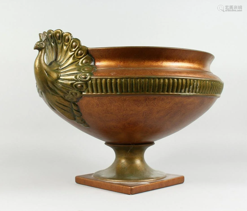 A COMPOSITION GILT CIRCULAR JARDINIERE with swan