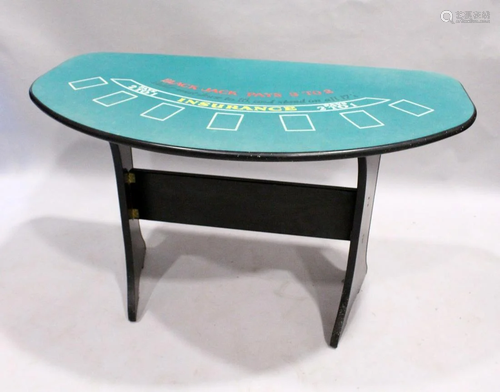 A BLACKJACK TABLE with felt top, 4 ft. 9 in. wide.