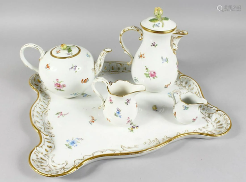 A GOOD MEISSEN PORCELAIN CABARET SET, white ground