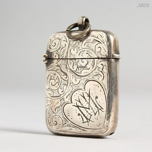 AN ENGRAVED SILVER VESTA, BIRMINGHAM 1903