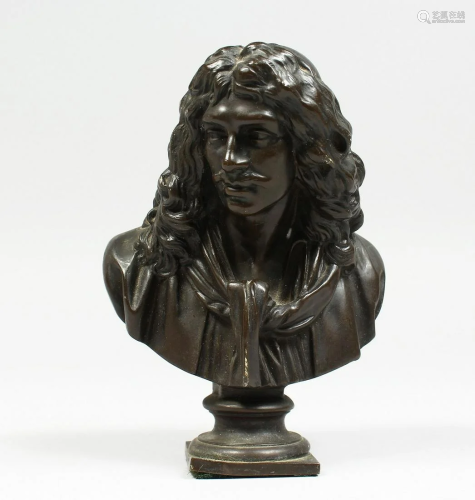 AFTER THE ANTIQUE, A SMALL BRONZE BUST on a pedestal,