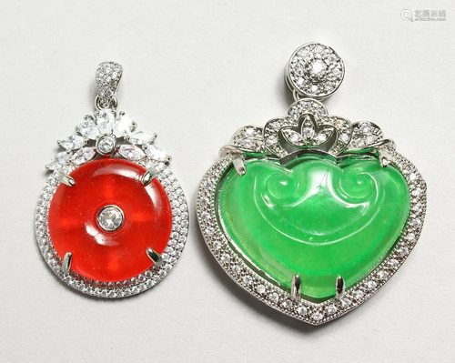 TWO LOVELY JADE PENDANTS