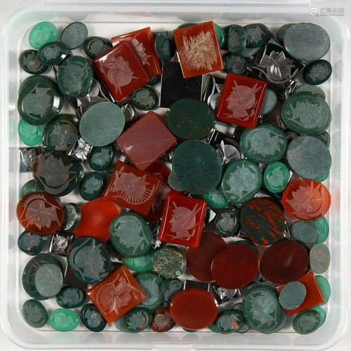 A BOX OF INTAGLIO STONES