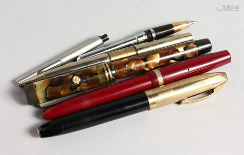 A SHEAFFER 14CT NIB FOUNTAIN PEN and three other pens