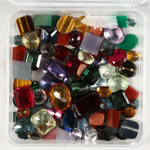 A BOX OF MIXED STONES