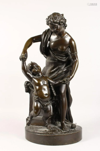 A VERY GOOD LARGE 19TH CENTURY BRONZE GROUP, a
