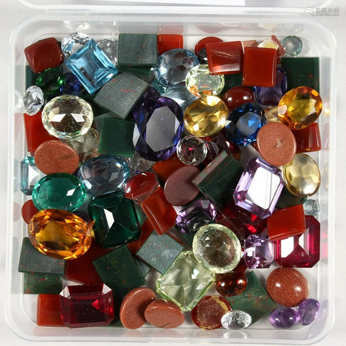 A BOX OF MIXED STONES