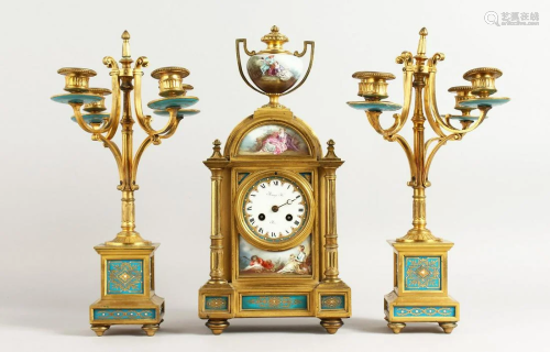 A SUPERB FRENCH 19TH CENTURY CLOCK GARNITURE by RAI…