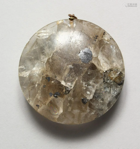 AHEAVY CIRCULAR ROCK CRYSTAL PENDANT