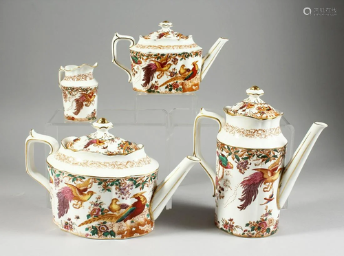 A ROYAL CROWN DERBY OLDE AVESBURY FOUR PIECE TEA SET.