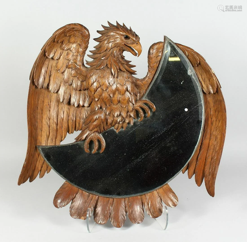 A GOOD CARVED WOOD POSSIBLY BLACK FOREST EAGLE FRA…