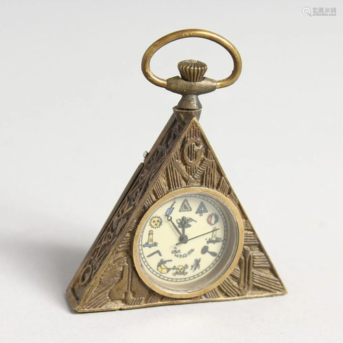 A MASONIC TRIANGULAR PENDANT WATCH