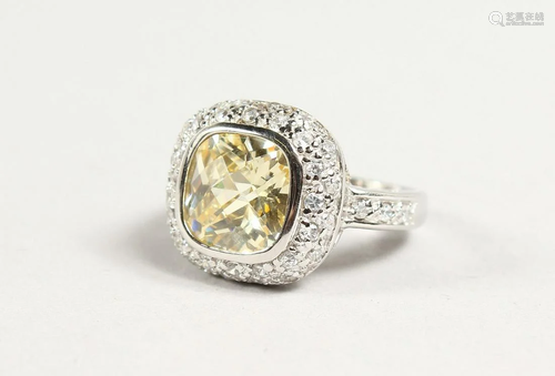 A SILVER AND CITRINE RING