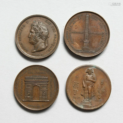 FOUR BRONZE CLASSIC MEDALLIONS