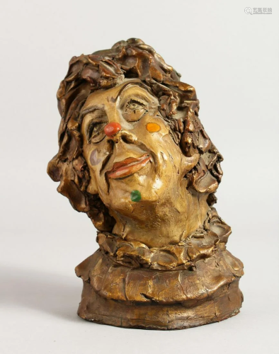 BABBY KAY (MARY KAY). AN APPLIED BRONZE CLOWN. Signed.