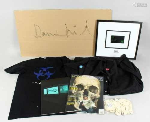 A COLLECTION OF DAMIEN HURST ITEMS: signature on a