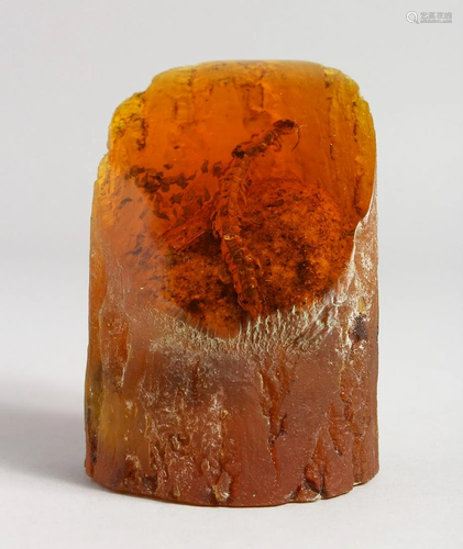 A PIECE OF AMBER 4 ins high