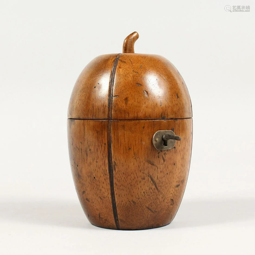 A POLISHED MELON SHAPED TEA CADDY 6 ins high