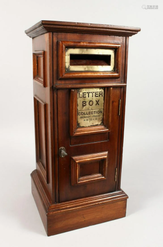 A GOOD SQUARE SHAPED MAHOGANY DESK LETTERBOX with