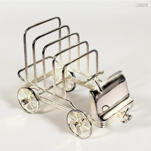 A SILVER PLATED CLASSIC CAR TOAST RACK