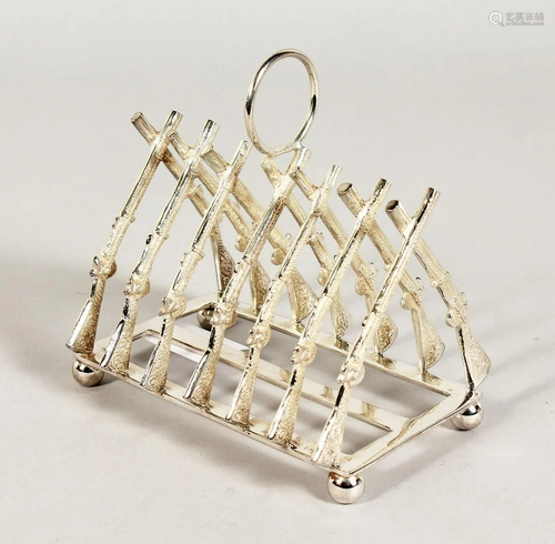 A SILVER PLATED CROSS RIFLES TOAST RACK