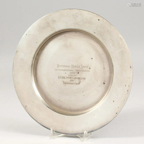 A CARTIER STERLING CIRCULAR SALVER, NATIONAL HORSE