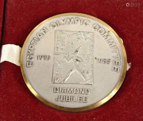 A LARGE EGYPTIAN OLYMPIC COMMITTEE MEDALLION 1910 -