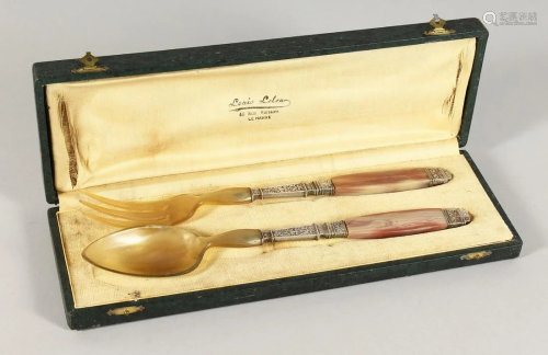 A LOUIS LELEU OF LE HAVRE SALAD SERVER with silver and