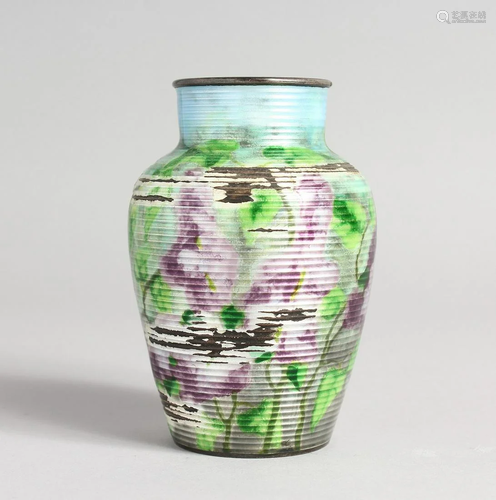 A SMALL AUSTRIAN J. TOSTBUP ENAMEL VASE 4 ins high