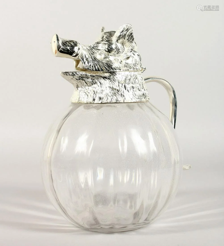 A PLATE AND GLASS BOAR LEMONADE JUG