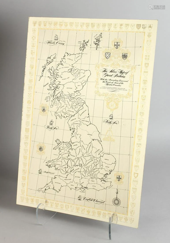 A SILVER MAP OF GREAT BRITAIN 22 ins. x 15 ins